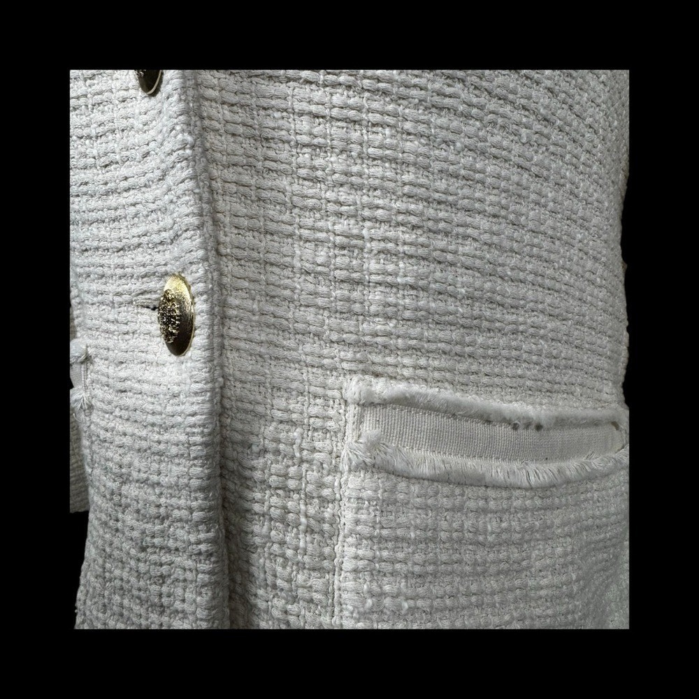 NWT Maje Women Tweed Blazer S Ivory Classic Fringe Career Old Money Scandigirl - Picture 3 of 10